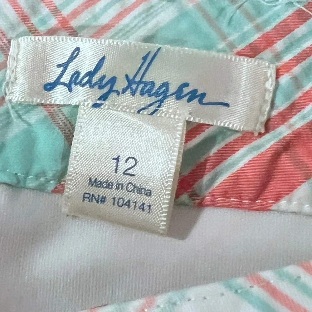 Lady Hagen Plaid Golf Skirt with Built-in Shorts Pink Aqua White Size‎ 12